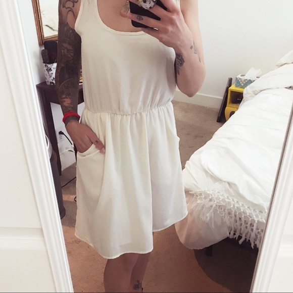 Lush Dresses & Skirts - Cream dress with pockets